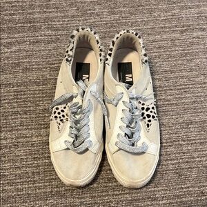 Golden Goose Sneakers Off White Suede with Leopard Details